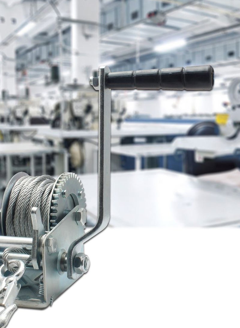 Gear Crank ATV Boat Trailer Hand Winch Silver - Image 2