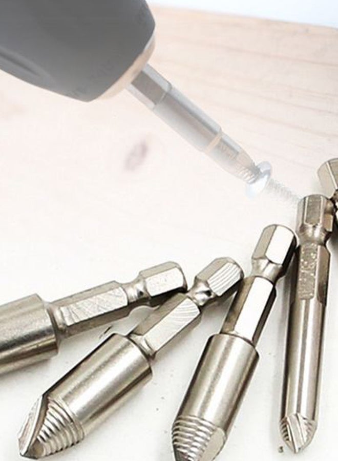 5-Piece Screw Extractor Broken Bolt Set With Box Silver/Black