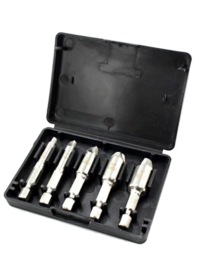 5-Piece Screw Extractor Broken Bolt Set With Box Silver/Black