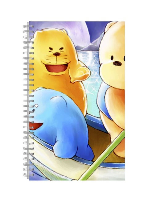 A4 Printed Spiral Bound Notebook Orange/Beige/Blue