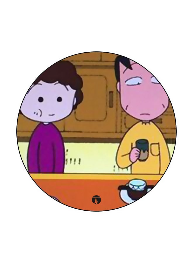 بي بي شارة مطبوعة بنمط مسلسل الأنمي "Chibi Maruko Chan" بيج/ أصفر/ وردي - Image 1