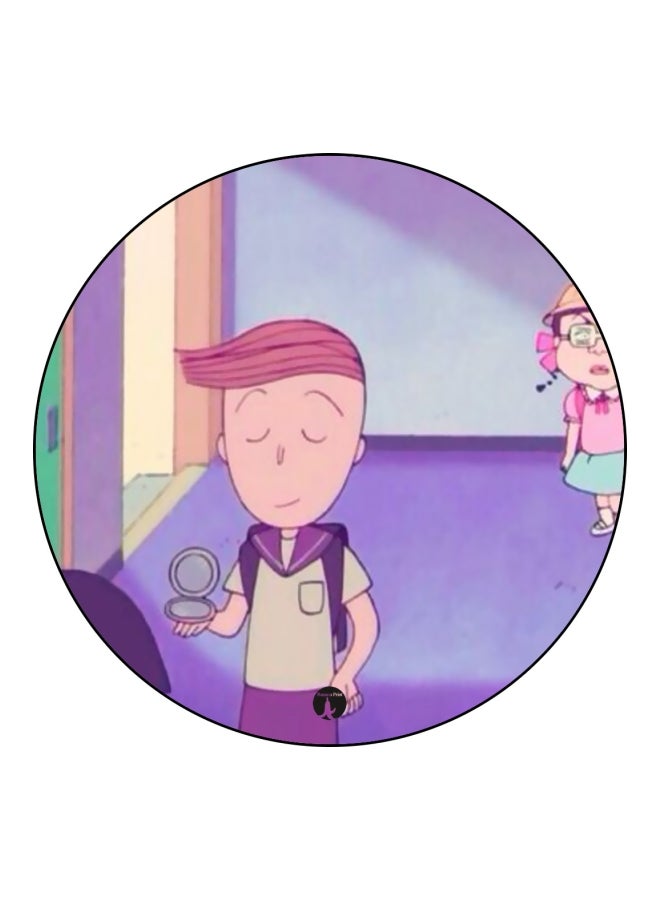 BP Anime Chibi Maruko Chan Theme Printed Badge Purple/Pink/Beige - Image 1