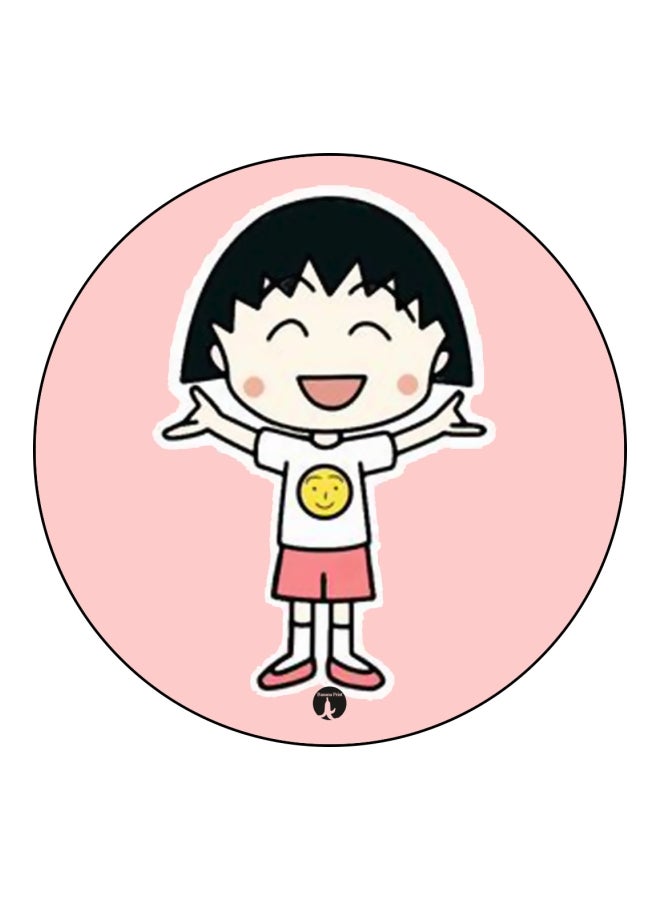 BP Anime Chibi Maruko Chan Themed Printed Badge Pink/Black/Yellow - Image 1