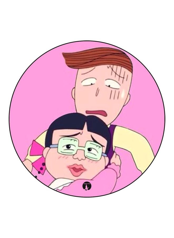 BP Anime Chibi Maruko Chan Theme Printed Badge Pink/Black/Green - Image 1