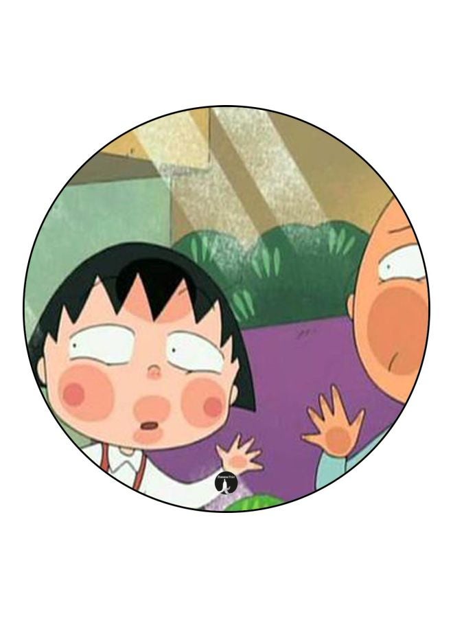 BP Anime Chibi Maruko Chan Theme Printed Badge Green/Black/Purple - Image 1