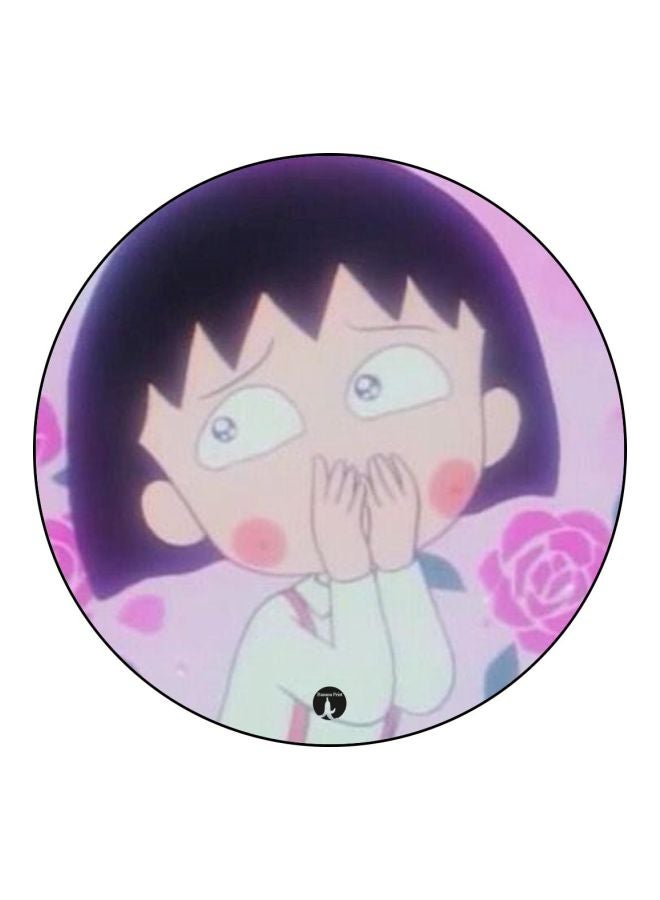 BP Anime Chibi Maruko Chan Theme Printed Badge Purple/Black/Green - Image 1