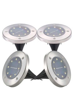Generic 4-Piece Outdoor Landscape Rechargeable Spike Light Set Silver/Black  - Image 1
