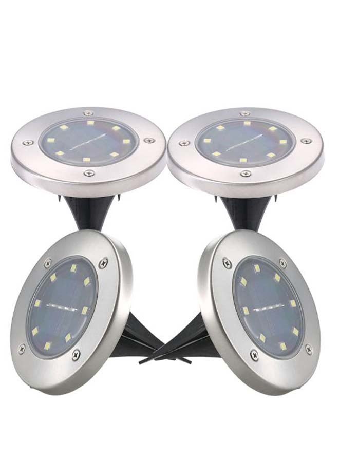 Generic 4-Piece Outdoor Landscape Rechargeable Spike Light Set Silver/Black  - Image 1