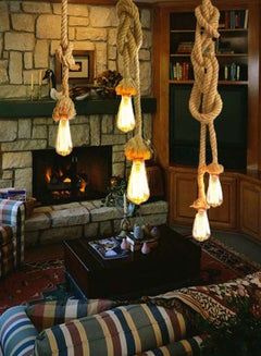 Generic Double Head Vintage Rope Hanging Light Brown/Yellow Brown/Yellow 100cm  - Image 2