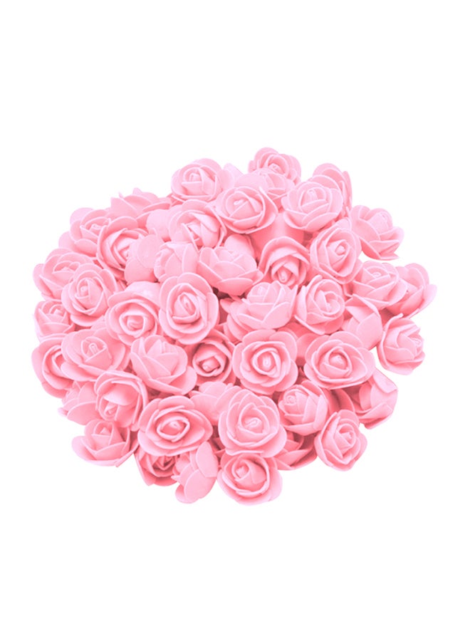 100-Piece Simulation PE Foam Rose Flower Heads Pink 3.5centimeter