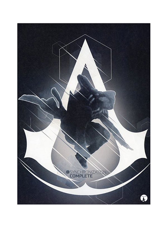 بي بي ملصق معدني بطبعة من لعبة الفيديو Assassin's Creed أبيض/ أسود 15 x 20سم