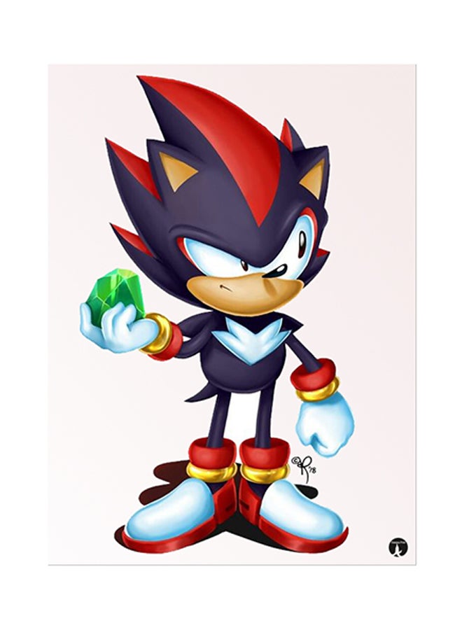 ملصق معدني بطبعة من لعبة الفيديو Sonic متعدد الألوان 15 x 20سم