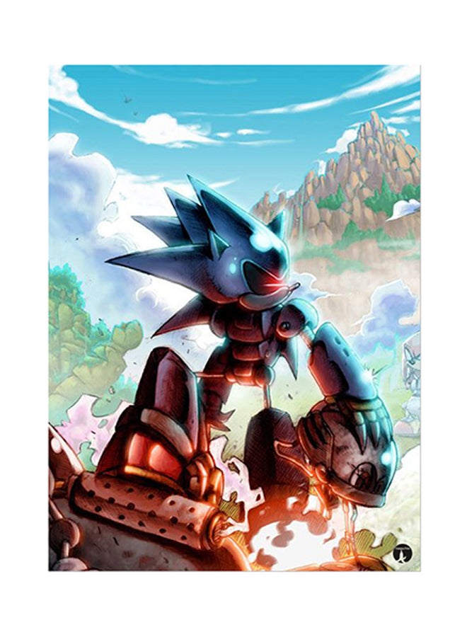 ملصق معدني بطبعة من لعبة الفيديو Sonic متعدد الألوان 15 x 20سم