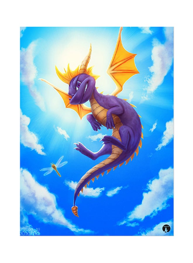 ملصق مصنوع من رقاقة معدنية بتصميم من لعبة الفيديو "Spyro" متعدد الألوان 15 x 20سم