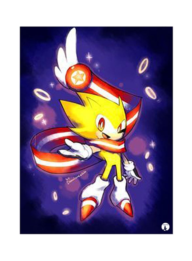 ملصق معدني بطبعة من لعبة الفيديو Sonic متعدد الألوان 15 x 20سم