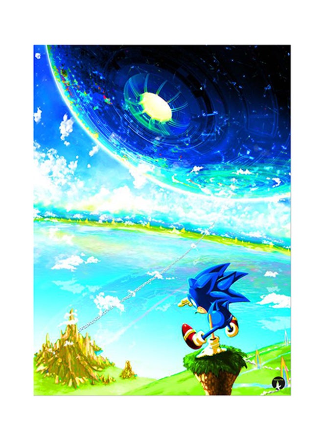 ملصق معدني بطبعة من لعبة الفيديو Sonic متعدد الألوان 15 x 20سم