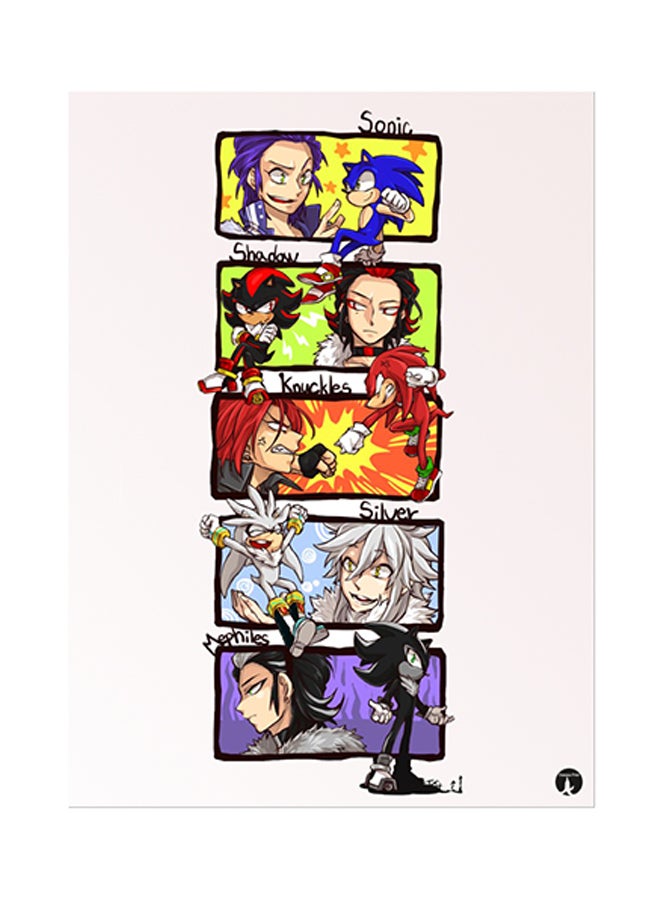 Video Game Sonic Metal Plate Poster Multicolour 15 x 20cm
