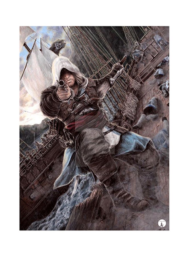 ملصق معدني بطبعة من لعبة الفيديو Assassin's Creed متعدد الألوان 15 x 20سم