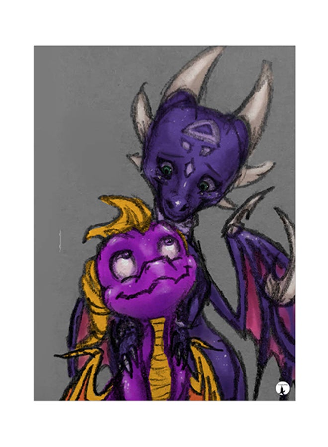 بي بي ملصق مصنوع من رقاقة معدنية بتصميم من لعبة الفيديو "Spyro" متعدد الألوان 15 x 20سم