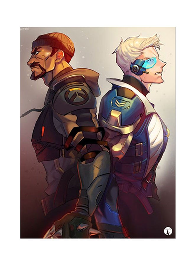 ملصق لوحات معدنية برسمة لعبة الفيديو Overwatch متعدد الألوان 15 x 20سم