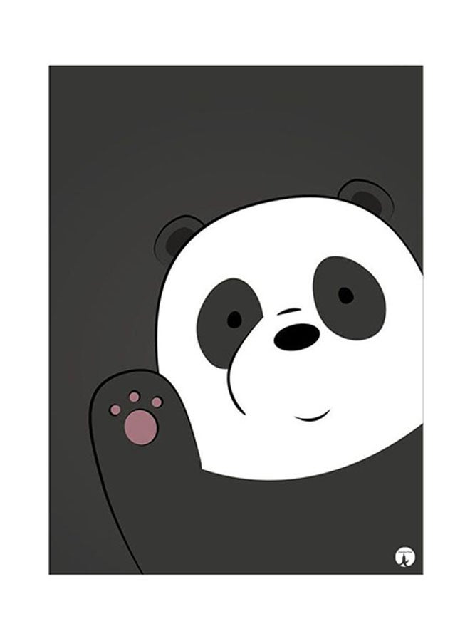 Panda Metal Plate Poster Grey/White/Pink 15 x 20cm