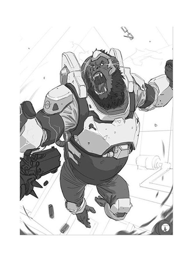 بي بي ملصق لوحات معدنية برسمة لعبة الفيديو Overwatch رمادي / أبيض 15 x 20سم