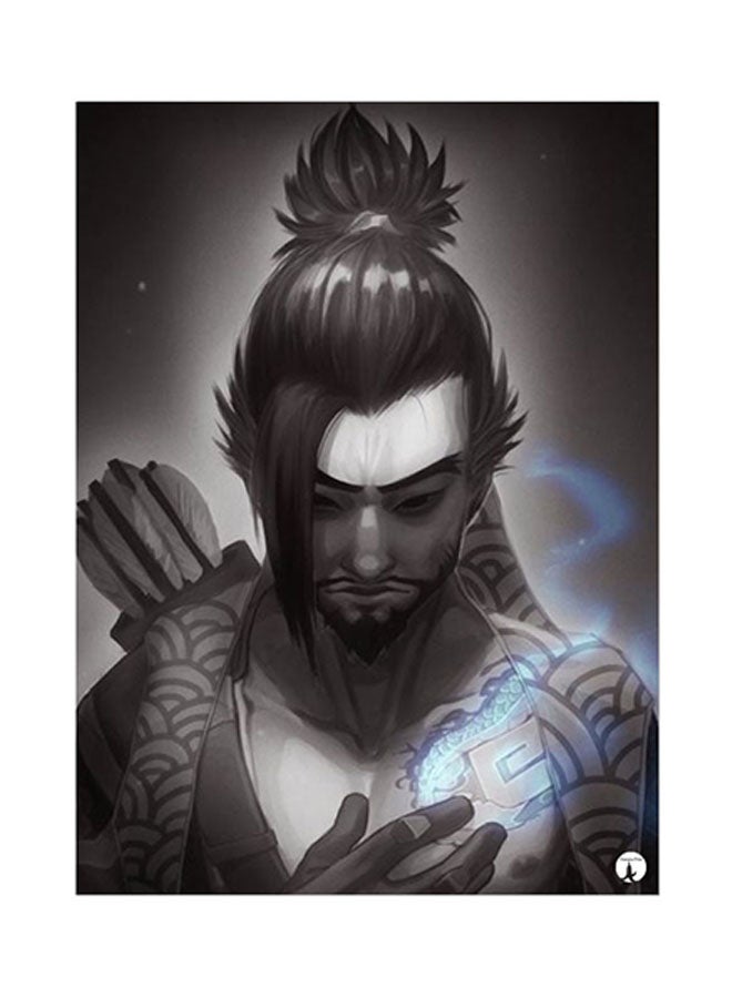 ملصق لوحات معدنية برسمة لعبة الفيديو Overwatch أسود 15 x 20سم