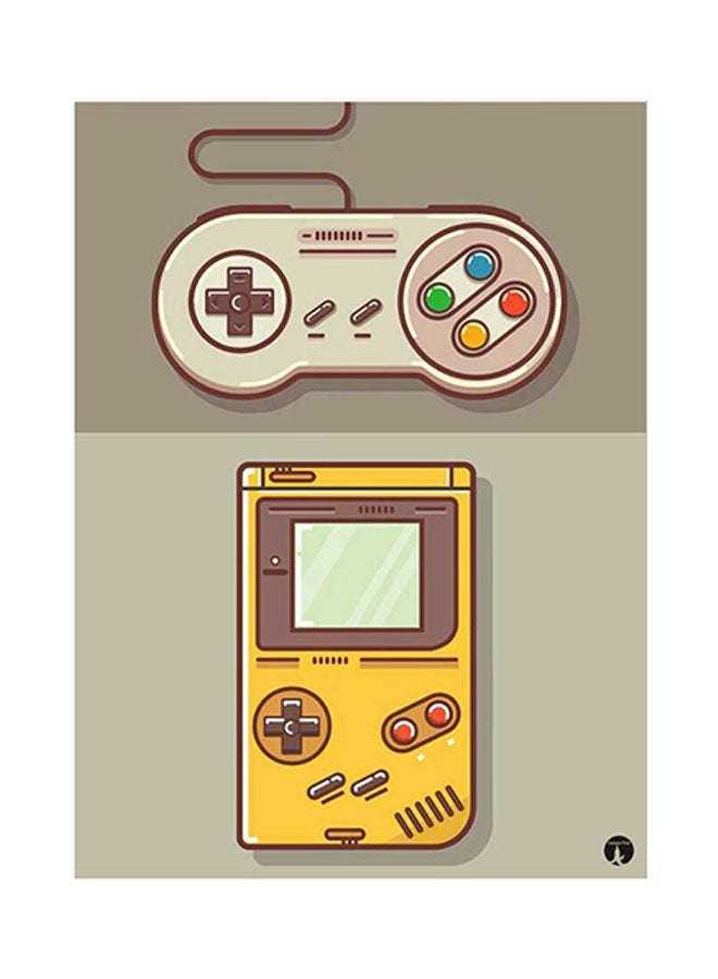 بي بي ملصق لوحة معدنية مزين بطبعة تمثل أجهزة ألعاب متعدد الألوان 15 x 20سم