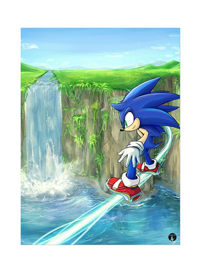 ملصق معدني بطبعة من لعبة الفيديو Sonic متعدد الألوان 15 x 20سم