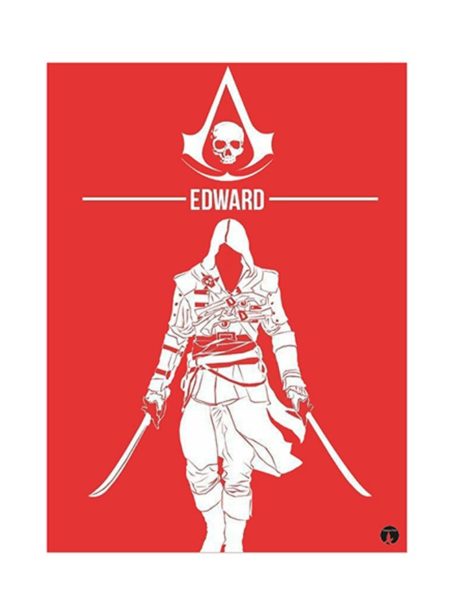 Video Game Assassin's Creed Metal Plate Poster Red/White 15 x 20cm