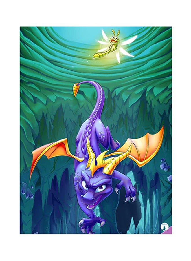 ملصق مصنوع من رقاقة معدنية بتصميم من لعبة الفيديو "Spyro" متعدد الألوان 15 x 20سم
