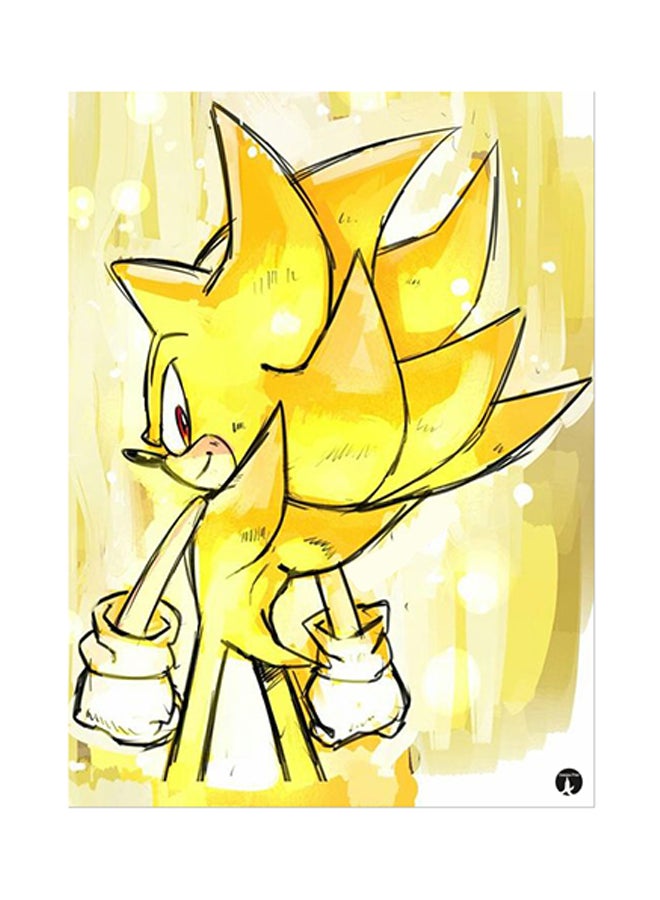 بي بي ملصق معدني بطبعة من لعبة الفيديو Sonic أصفر 15 x 20سم