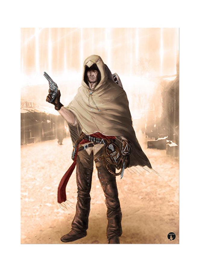 بي بي ملصق معدني بطبعة من لعبة الفيديو Assassin's Creed متعدد الألوان 15 x 20سم