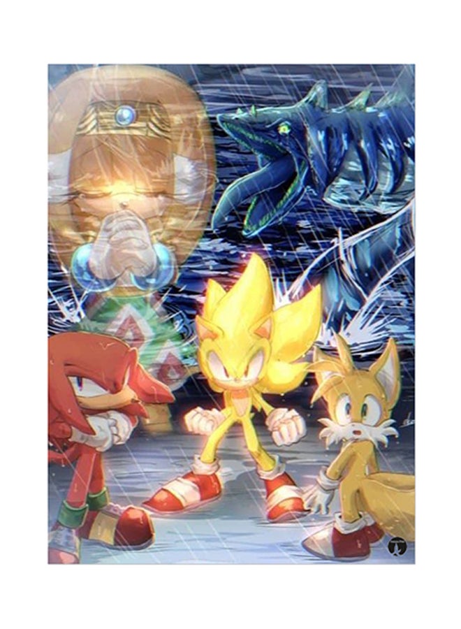 بي بي ملصق معدني بطبعة من لعبة الفيديو Sonic متعدد الألوان 15 x 20سم