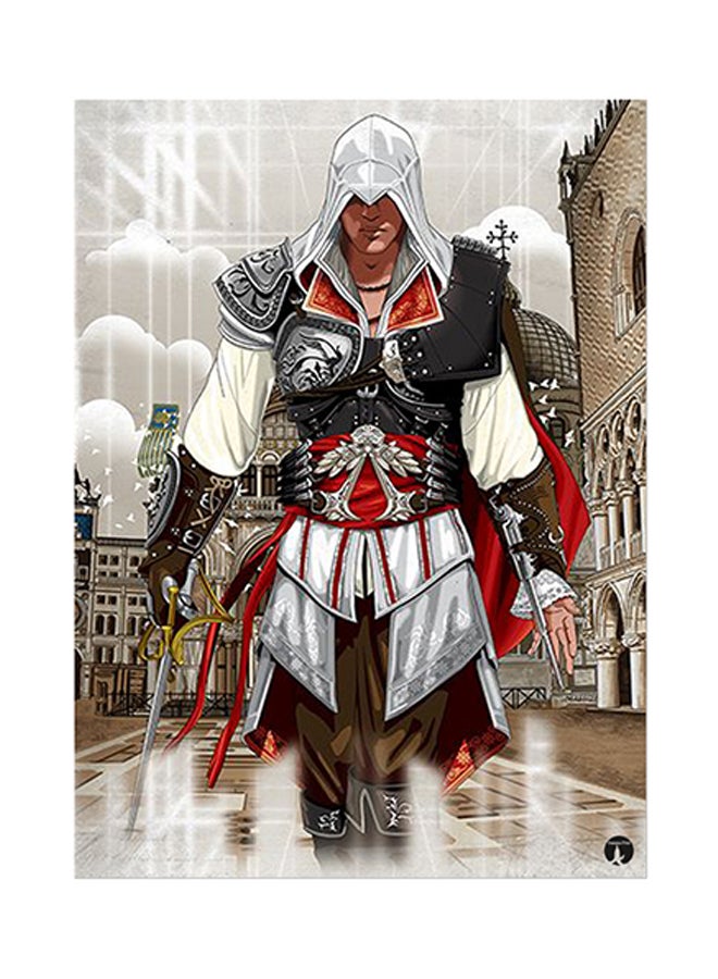 بي بي ملصق معدني بطبعة من لعبة الفيديو Assassin's Creed متعدد الألوان 15 x 20سم