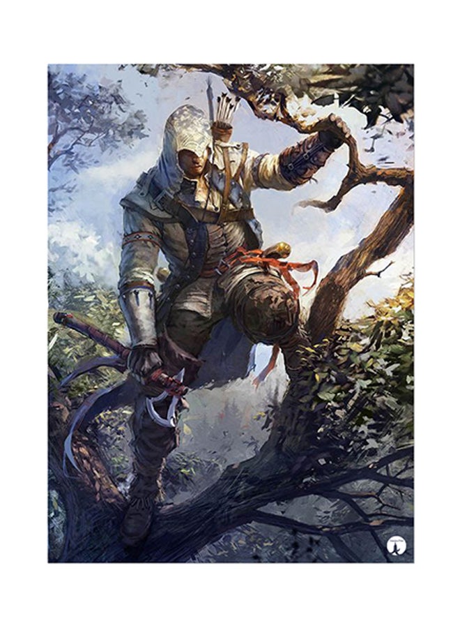 ملصق معدني بطبعة من لعبة الفيديو Assassin's Creed متعدد الألوان 15 x 20سم