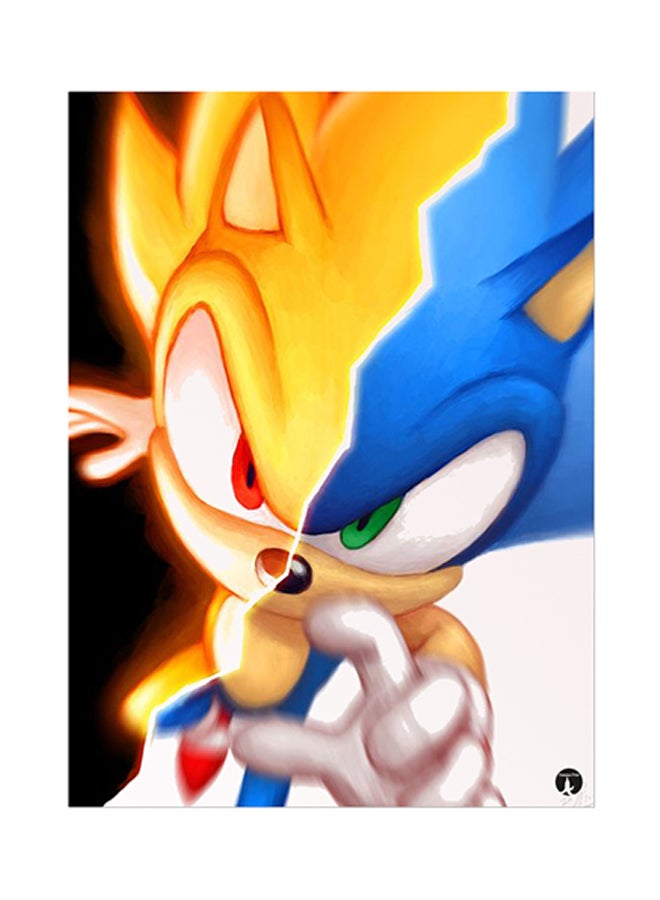 ملصق معدني بطبعة من لعبة الفيديو Sonic متعدد الألوان 15 x 20سم