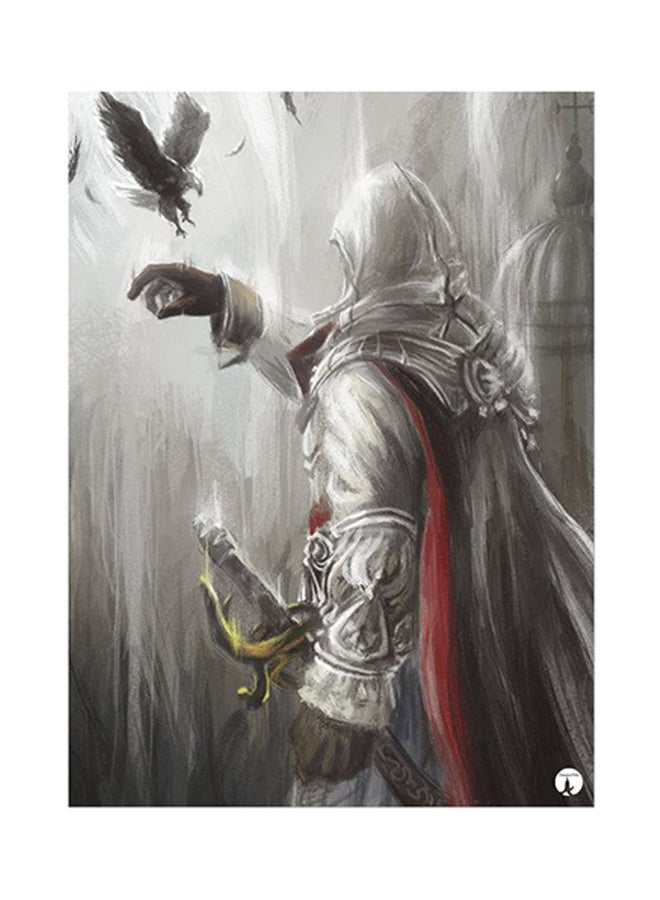 BP Video Game Assassin's Creed Metal Plate Poster Grey/Red 15 x 20cm