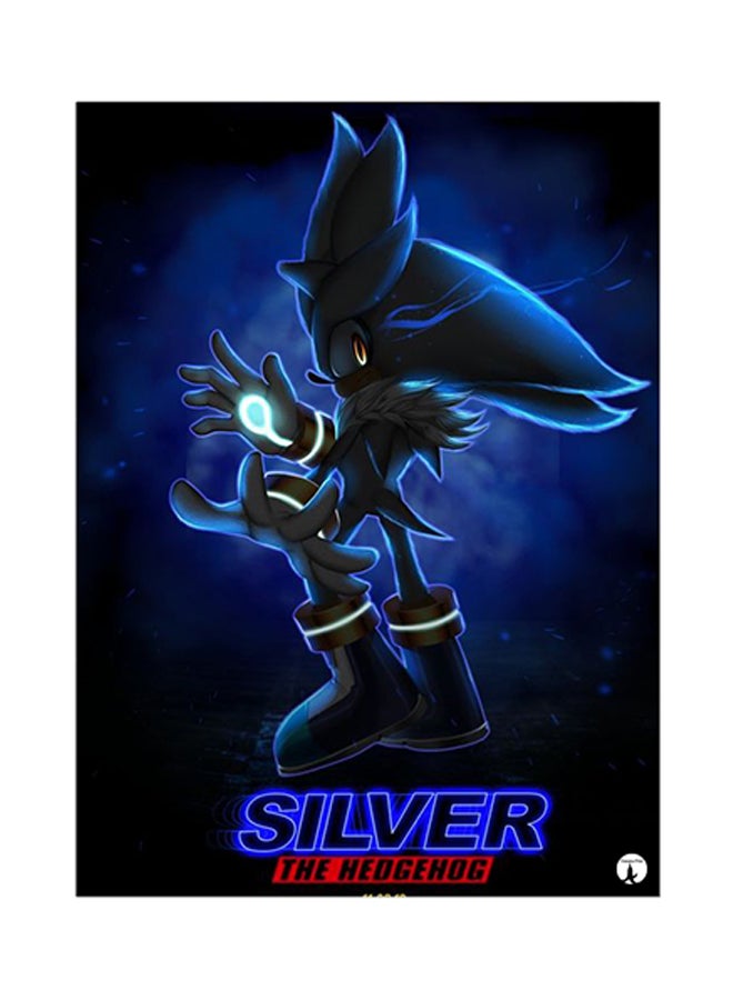 Video Game Sonic Metal Plate Poster Blue/Black 15 x 20cm