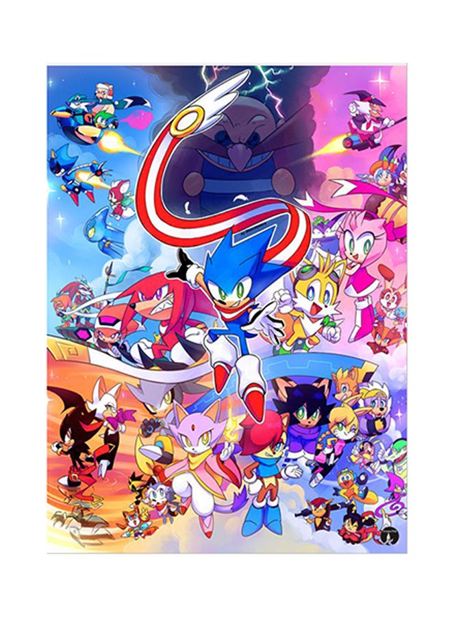 ملصق معدني بطبعة من لعبة الفيديو Sonic متعدد الألوان 15 x 20سم