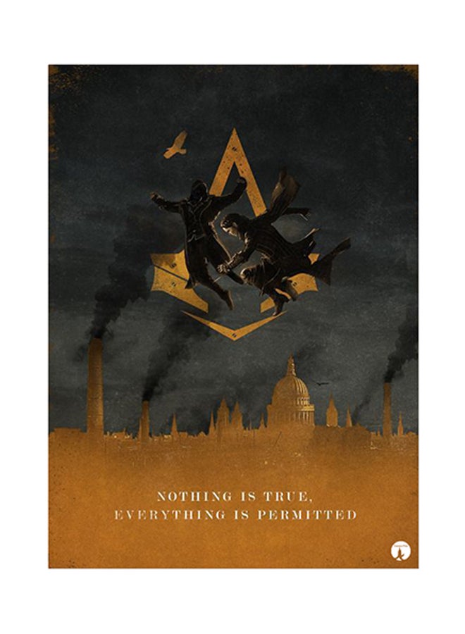 ملصق معدني بطبعة من لعبة الفيديو Assassin's Creed متعدد الألوان 15 x 20سم