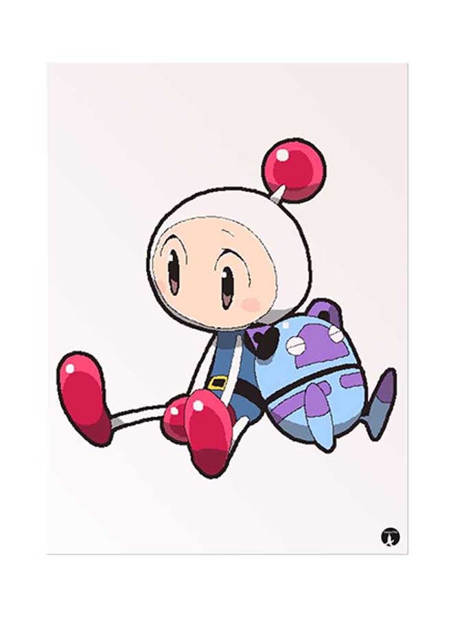 ملصق لوحة معدنية مزين بطبعة من لعبة الفيديو "Bomberman" متعدد الألوان 15 x 20سم