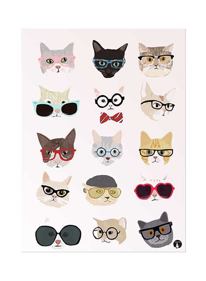 بي بي ملصق مصنوع من رقاقة معدنية بتصميم قطط متعدد الألوان