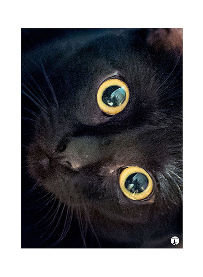 بي بي ملصق مصنوع من رقاقة معدنية بتصميم مُسطح على شكل قطة أسود/ذهبي 15 x 20سم