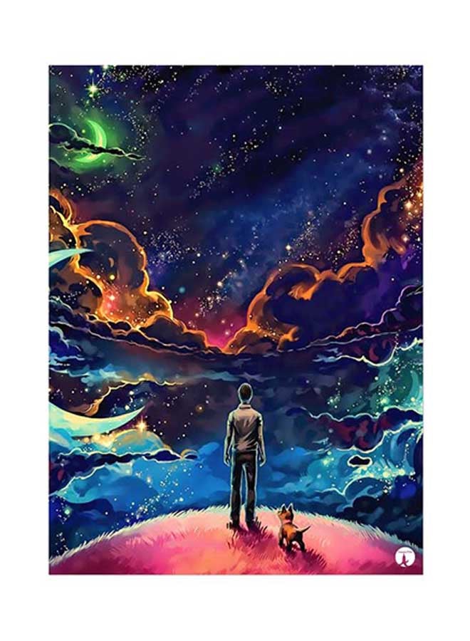 ملصق لوحة معدنية مزين بطبعة بتصميم مرسوم متعدد الألوان 15 x 20سم