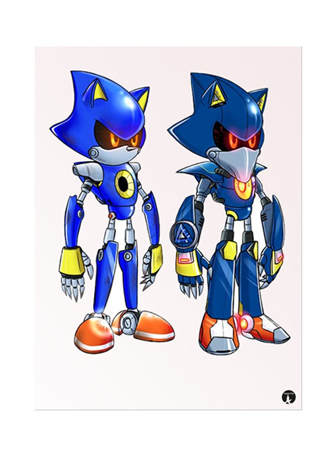 بي بي ملصق معدني بطبعة من لعبة الفيديو Sonic متعدد الألوان 15 x 20سم