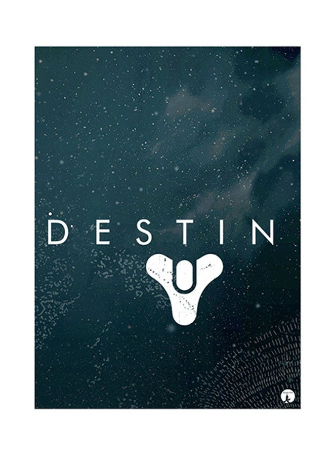 بي بي ملصق مصنوع من رقاقة معدنية بتصميم لعبة الفيديو "Destiny" أزرق/ أبيض 15 x 20سم 
