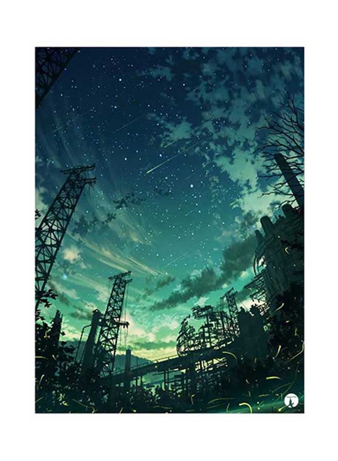 BP A Night Sky Metal Plate Poster Multicolour 15 x 20cm