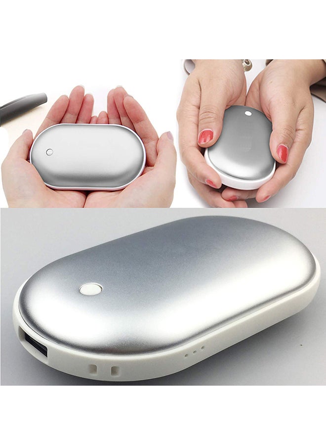 جهاز تدفئة اليد تريجر مزدوج الوجه قابل للشحن ومزود بمنفذ USB طراز 5200AMH فضي - Image 2