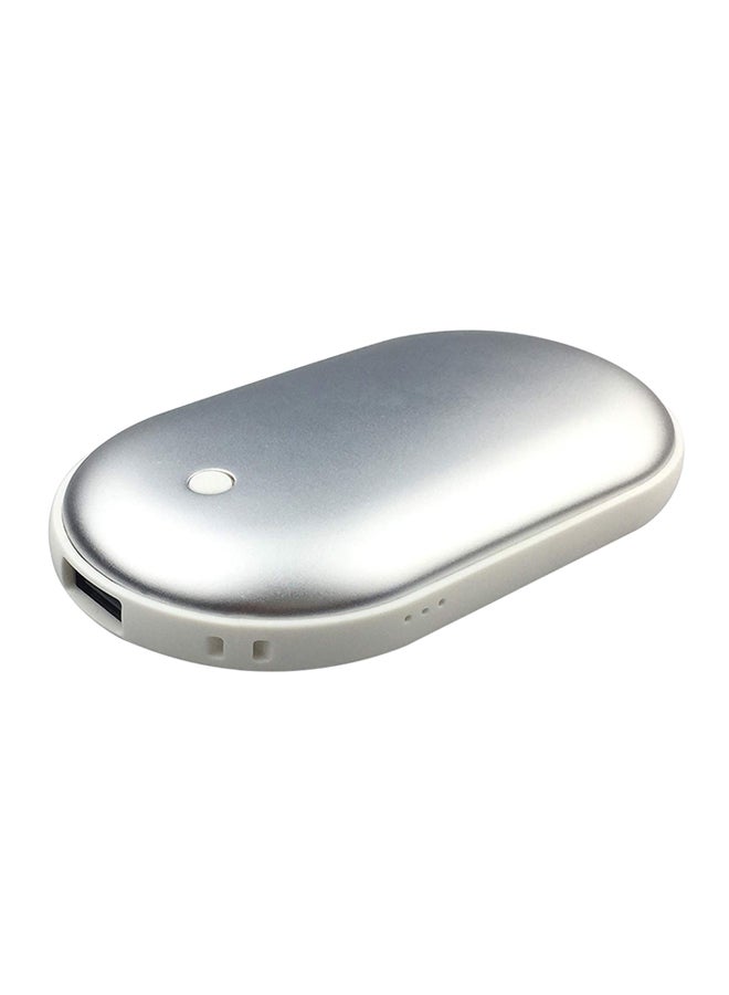 جهاز تدفئة اليد تريجر مزدوج الوجه قابل للشحن ومزود بمنفذ USB طراز 5200AMH فضي - Image 1